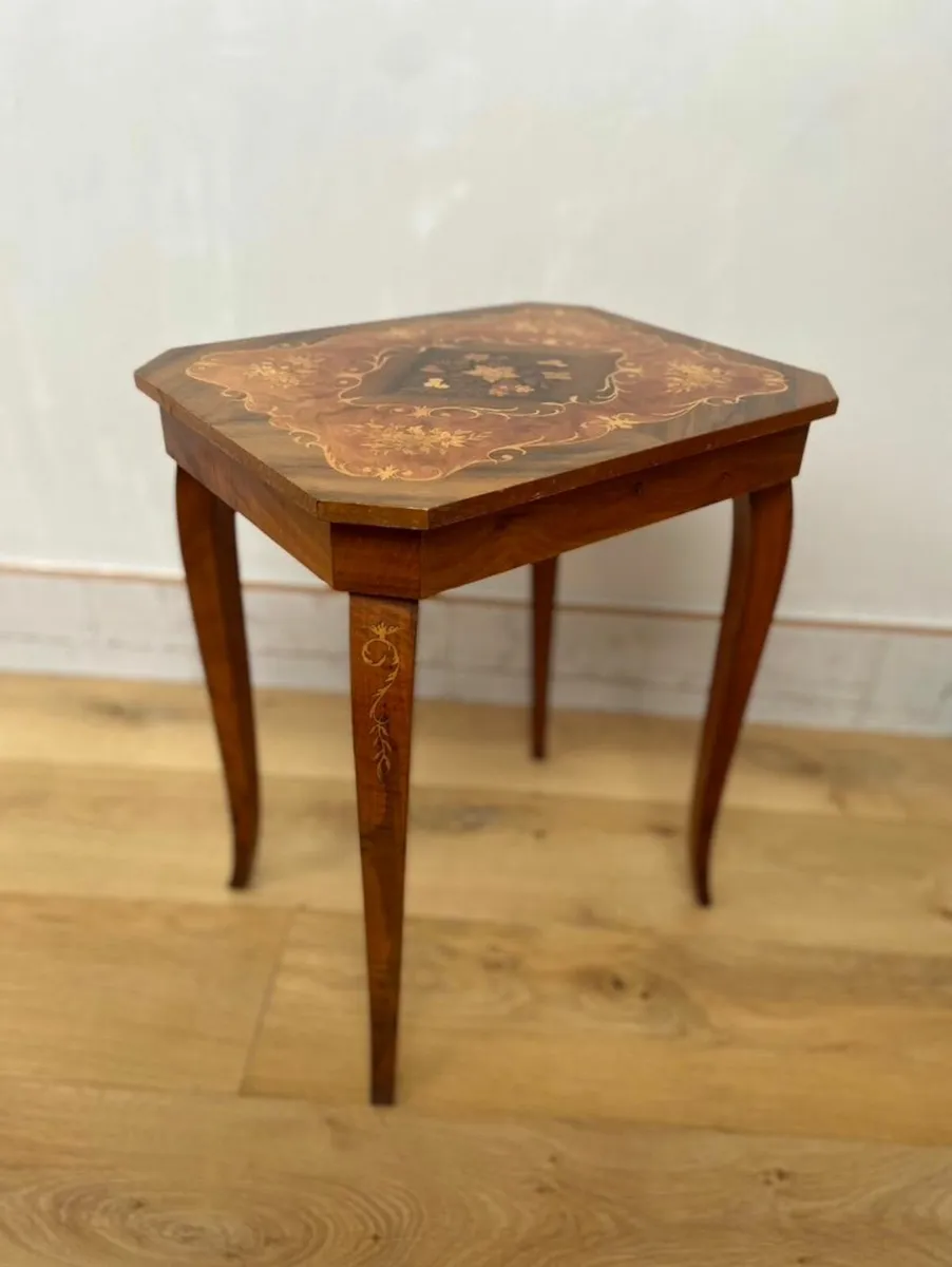 Italian marquetry inlaid musical side table - Image 1