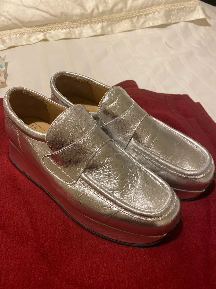 Leather silver wedges - Image 1
