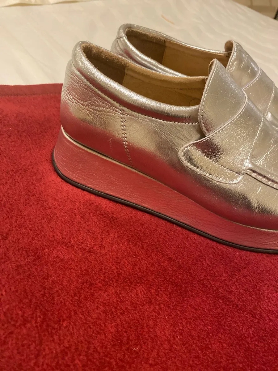 Leather silver wedges - Image 2