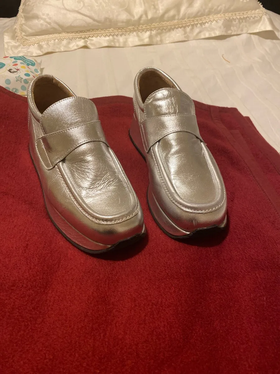 Leather silver wedges - Image 3