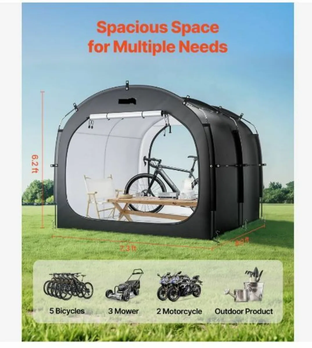 Bike Storage Tent, 5 Bikes, Outdoor - Image 2