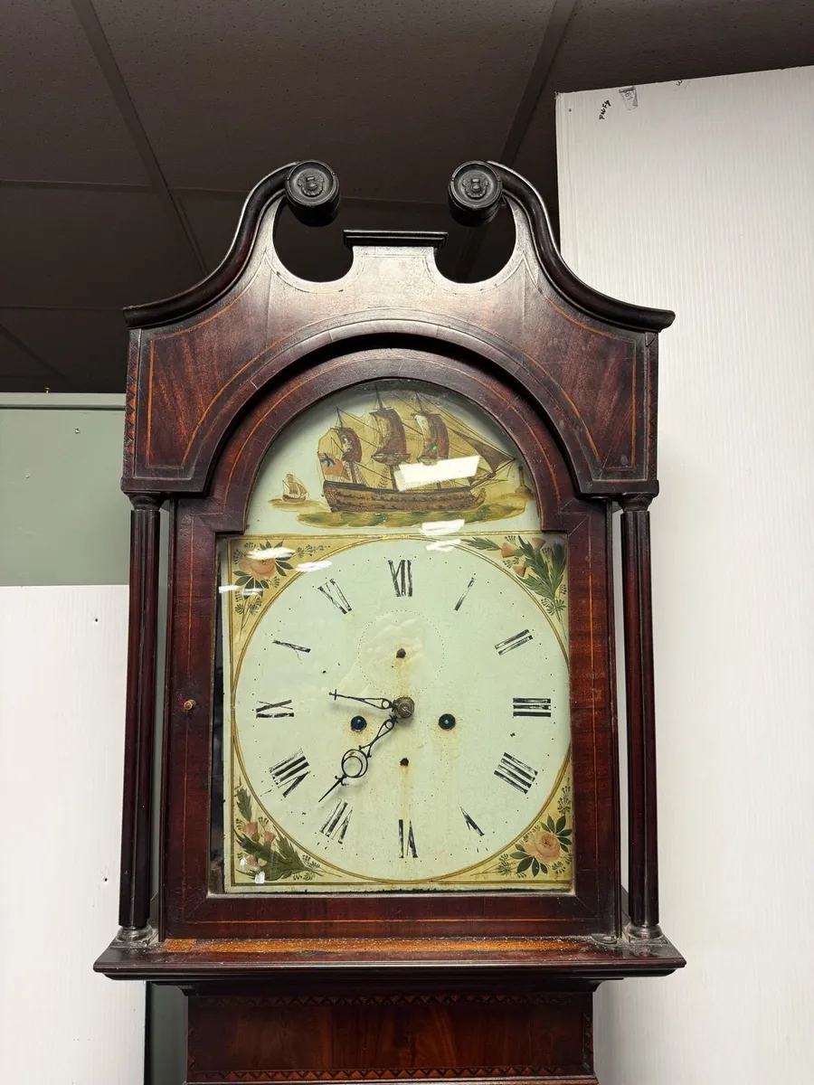 Long case mahogany grandfather clock - complete - Image 3
