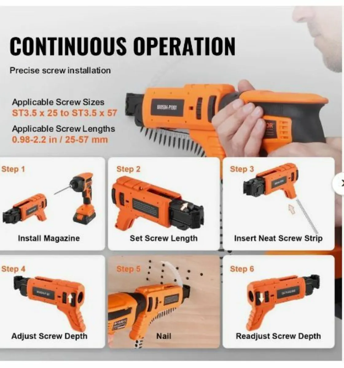 Drywall Screw Gun Auto-Feed, 20V Max - Image 4