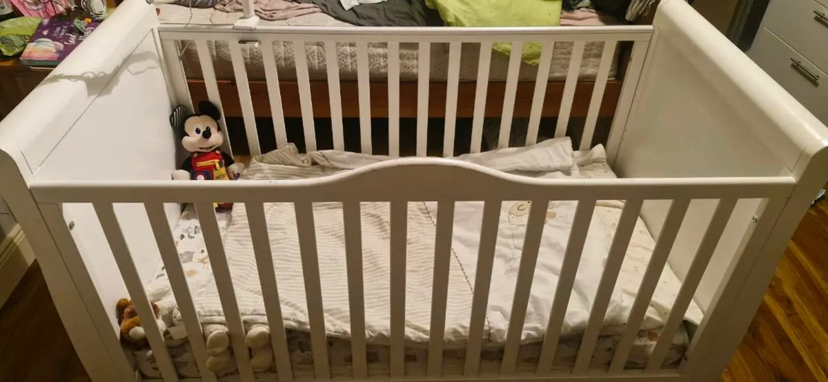 Cot Bed (Sleigh style) with drawer underneath - Image 1