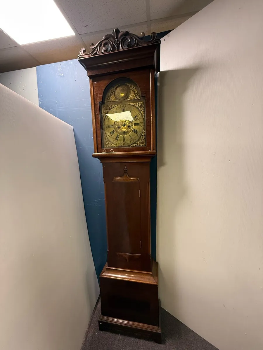 Long case mahogany grandfather clock (brass dial) - Image 1