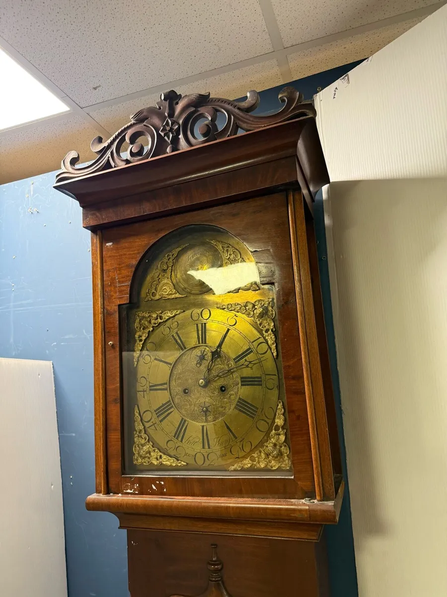 Long case mahogany grandfather clock (brass dial) - Image 2