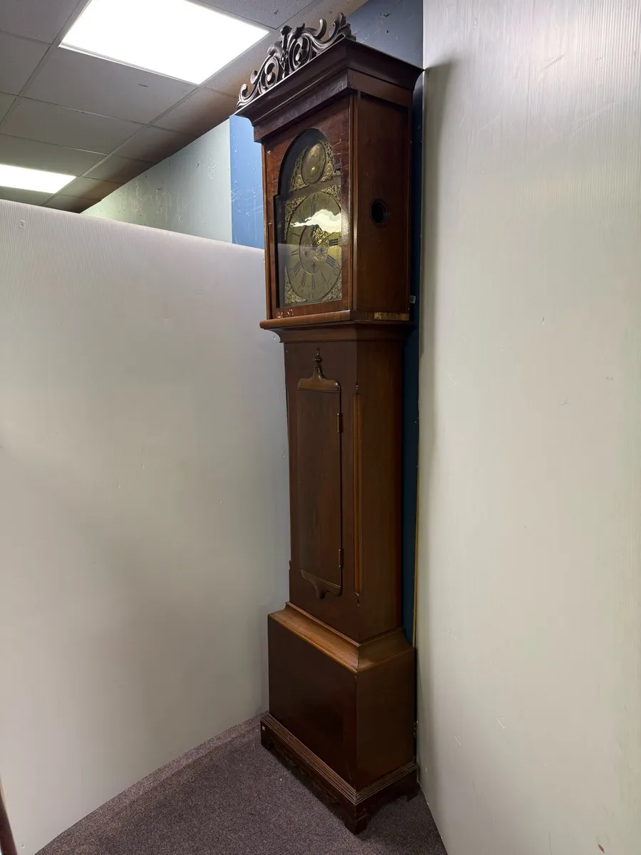 Long case mahogany grandfather clock (brass dial) - Image 3
