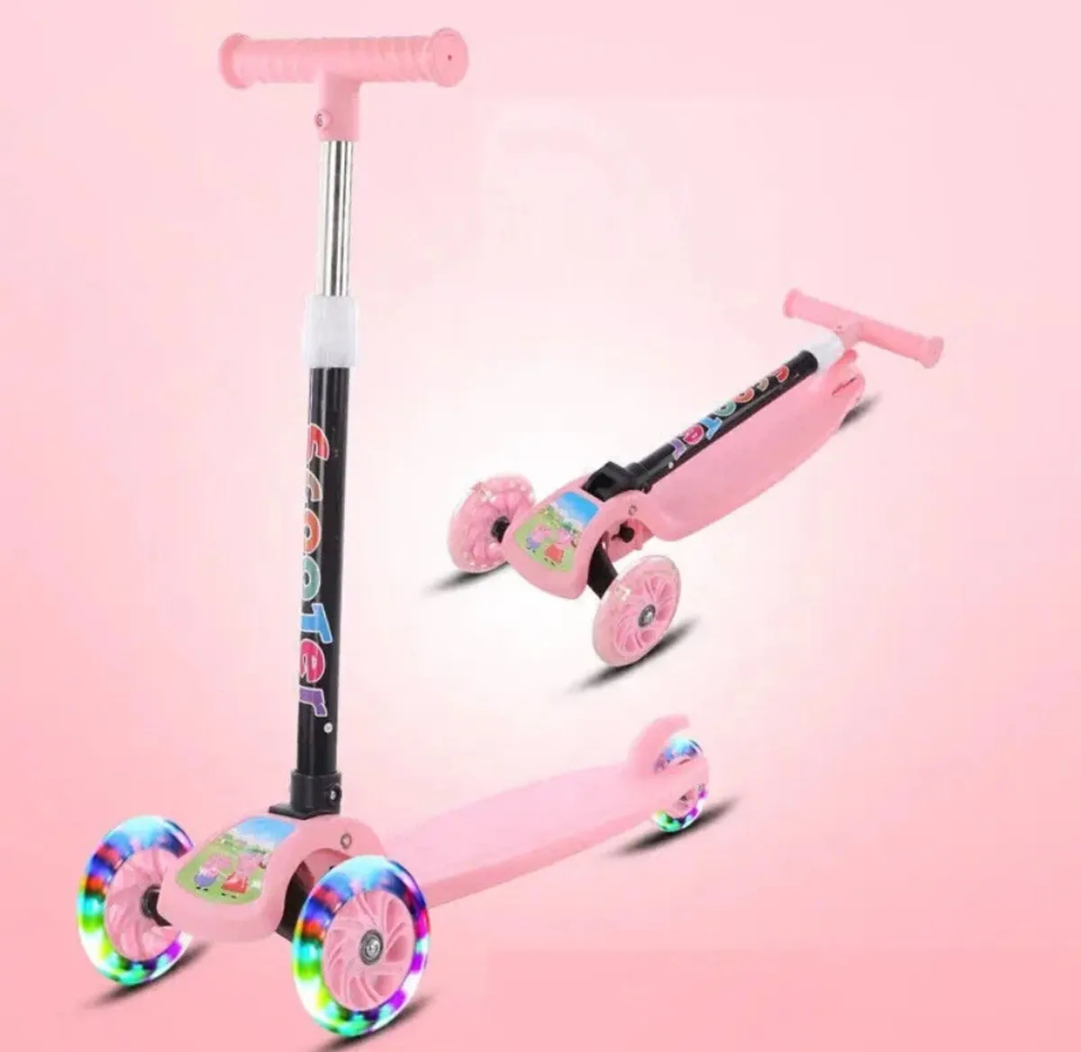 Kids Scooter Kick Push Light Up Wheels Tilt Steer - Image 3