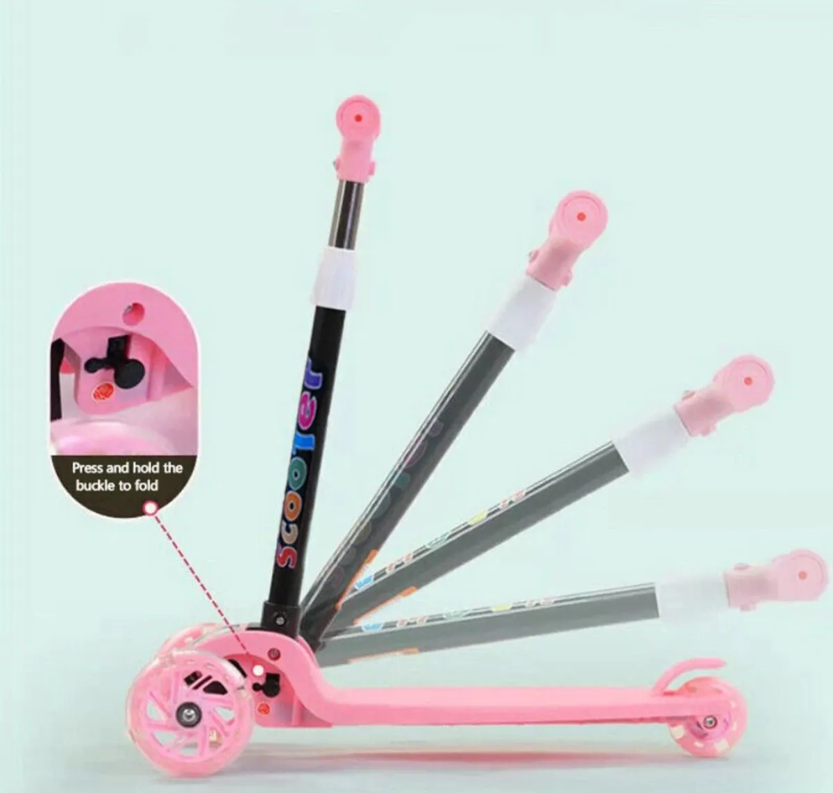 Kids Scooter Kick Push Light Up Wheels Tilt Steer - Image 4