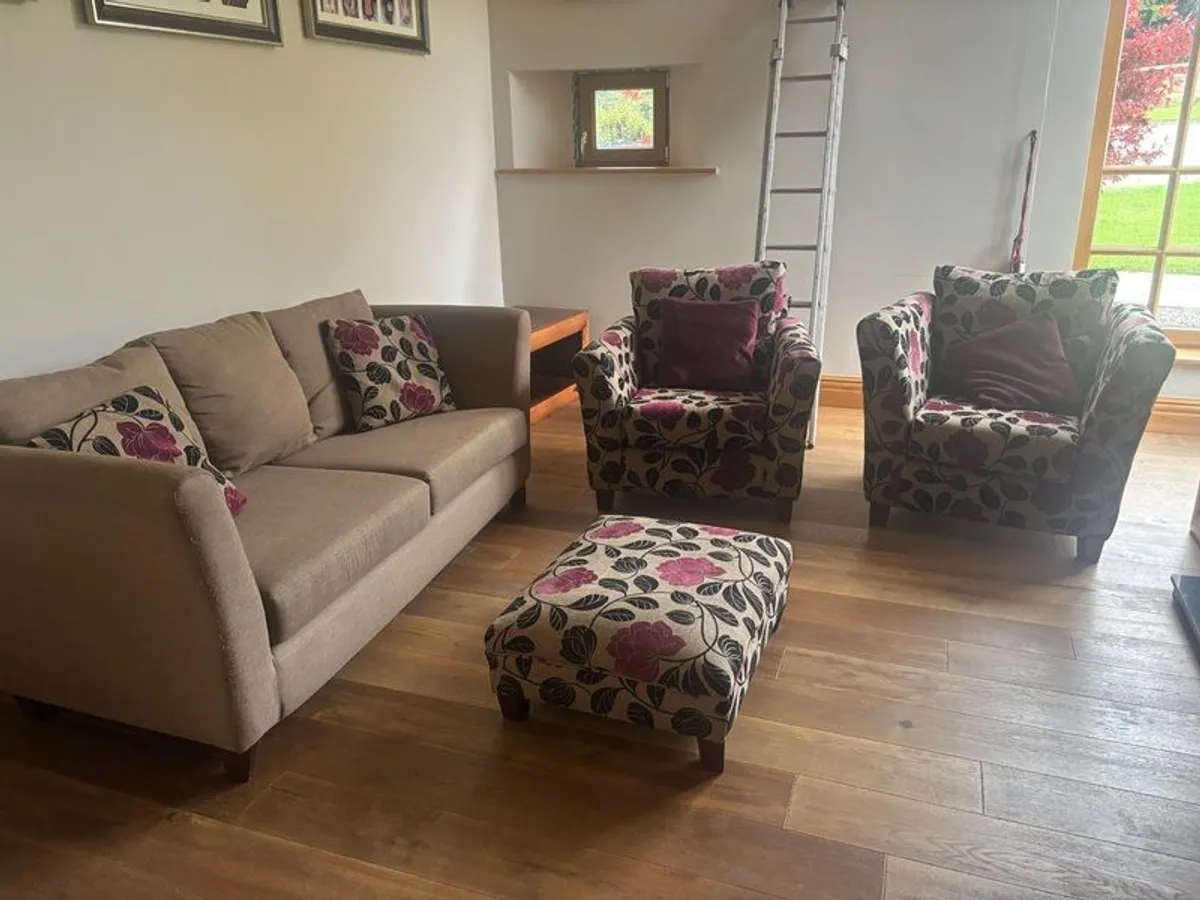 Sofa and chairs and ottoman - Image 1