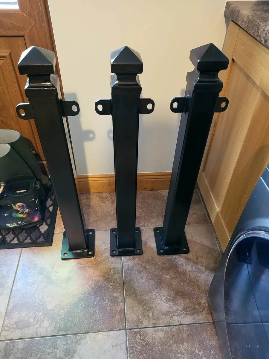 3x Steel Bollards in Black Epoxy Coating