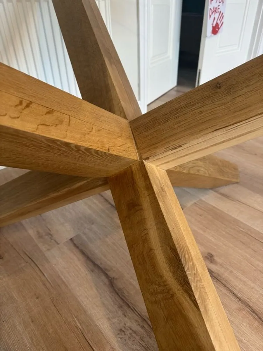 Glass Circular Table - Solid Oak Spider Legs - Image 3