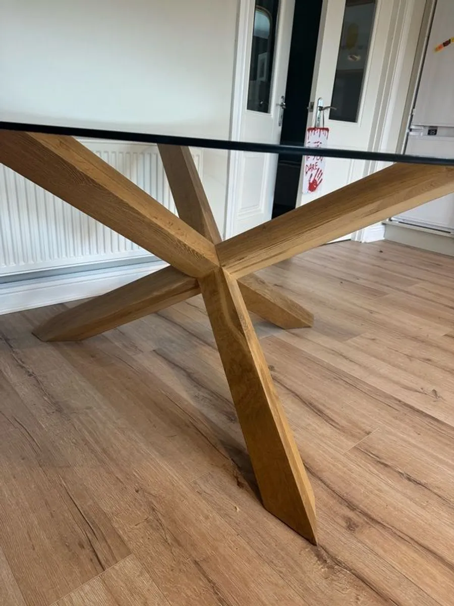 Glass Circular Table - Solid Oak Spider Legs - Image 4