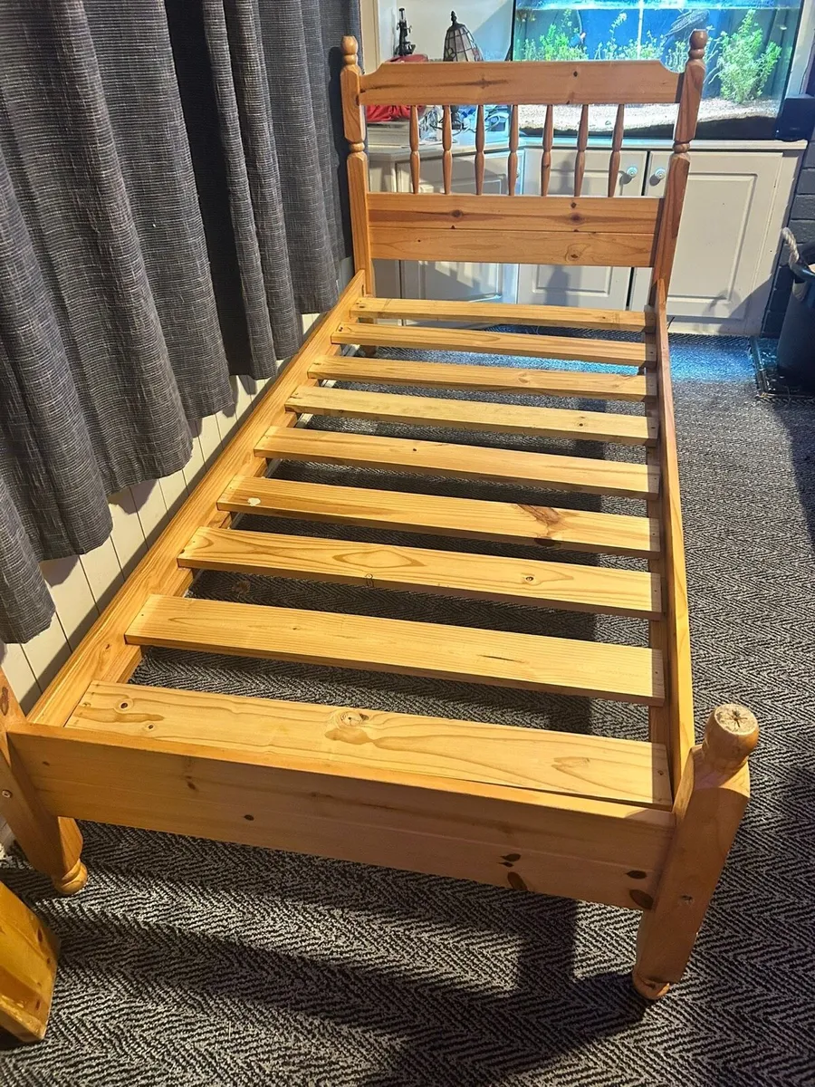 2 x Matching Solid Single Wooden Bed Frames - Image 1