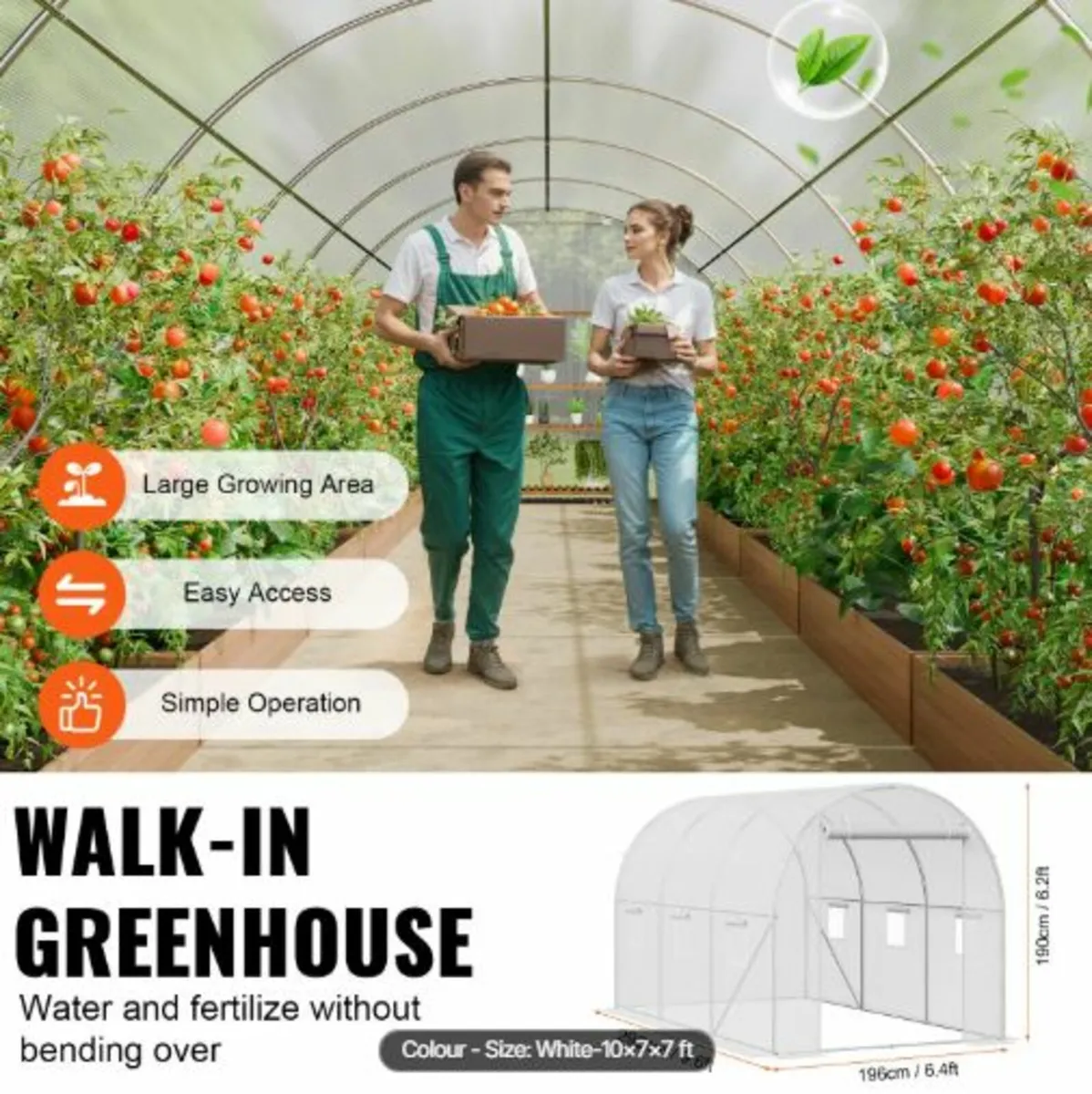 Walk-in Tunnel Greenhouse 2.9x2x1.9 m Galvanized - Image 4