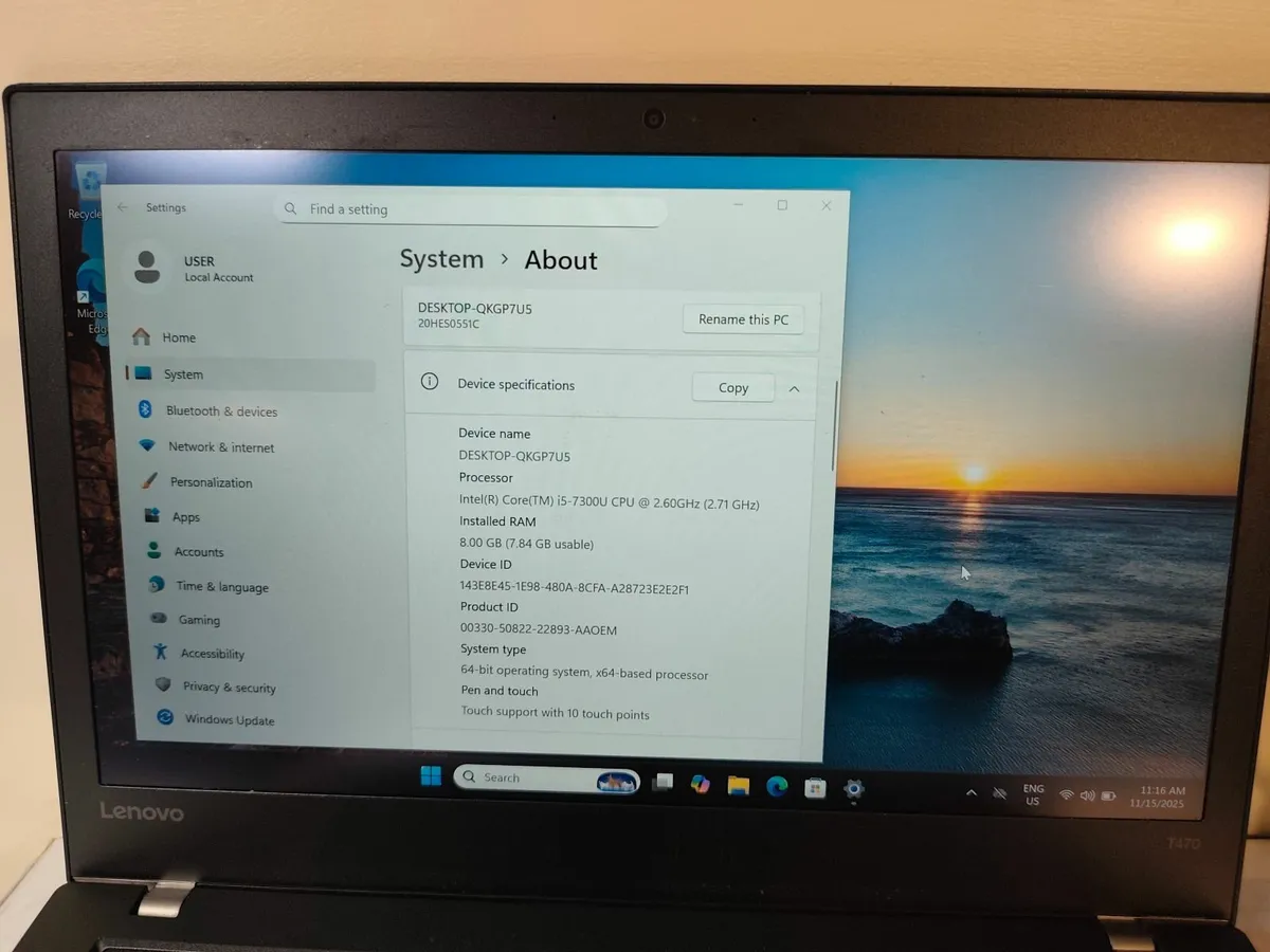 Lenovo ThinkPad T470 i5 7th gen 8/256GB SSD Laptop - Image 4