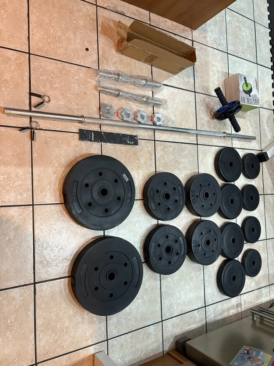 WEIGHT BENCH, WEIGHTS, MATS, BARBELL + DUMBBELLS! - Image 2