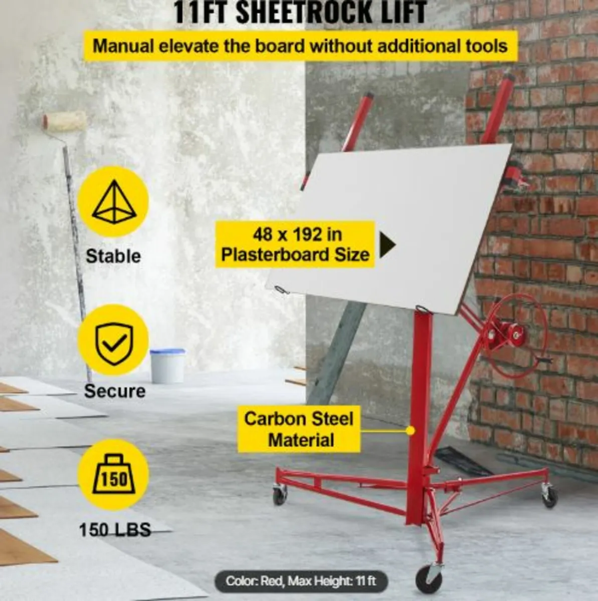 Drywall Rolling Lifter Panel, 335.3 cm Sheetrock - Image 3