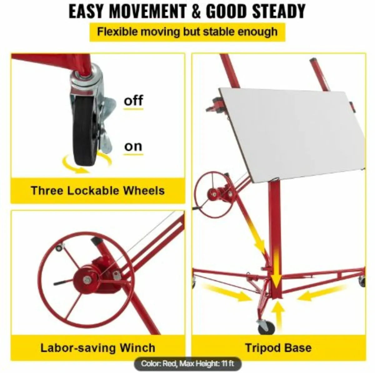 Drywall Rolling Lifter Panel, 335.3 cm Sheetrock - Image 4