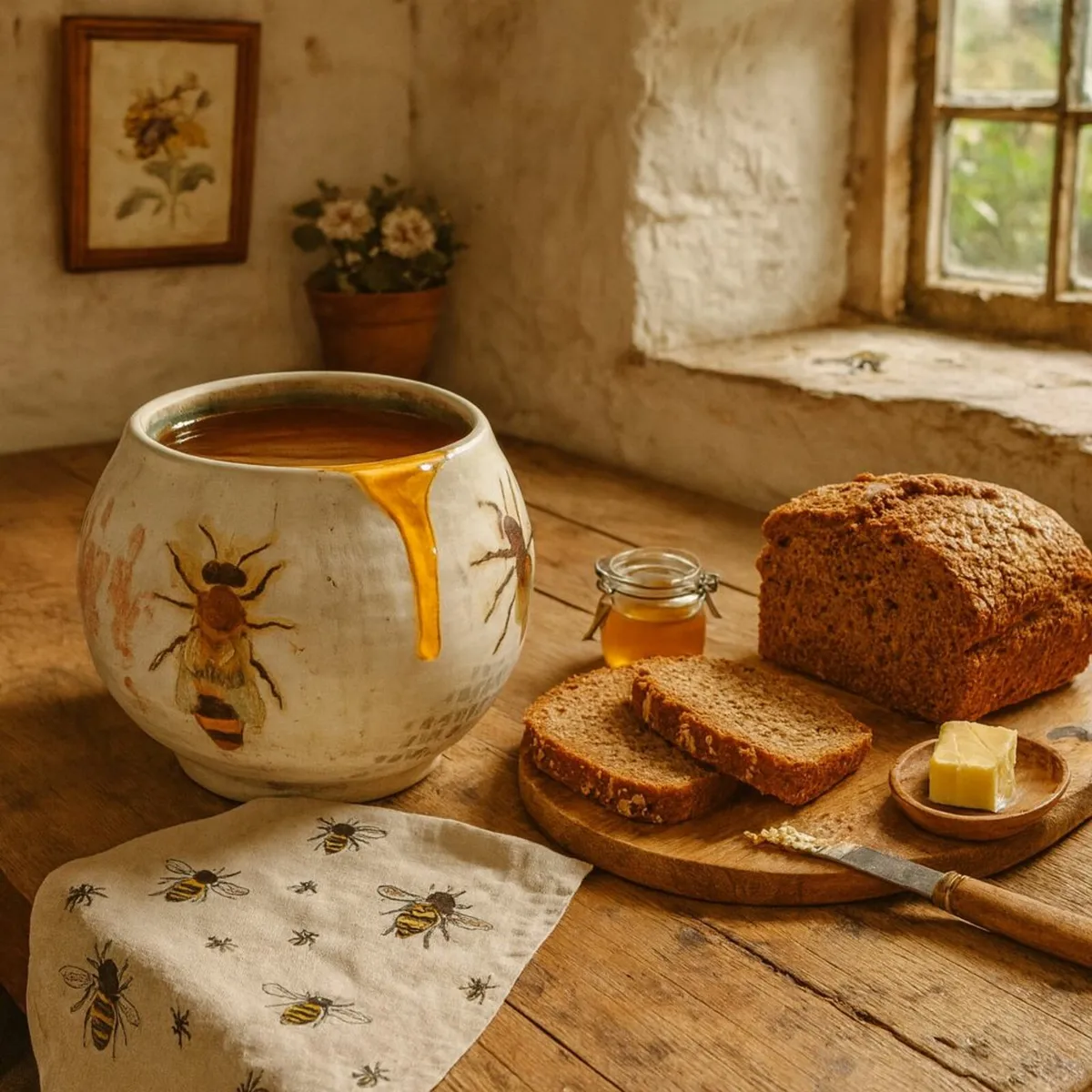 antique vintage bee honey  pot cottage rustic pub - Image 1