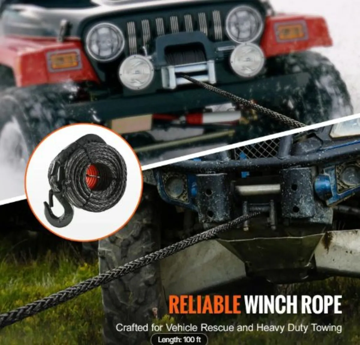Synthetic Winch Rope, 9.5 mm x 30.48 m 12,020 kg - Image 4