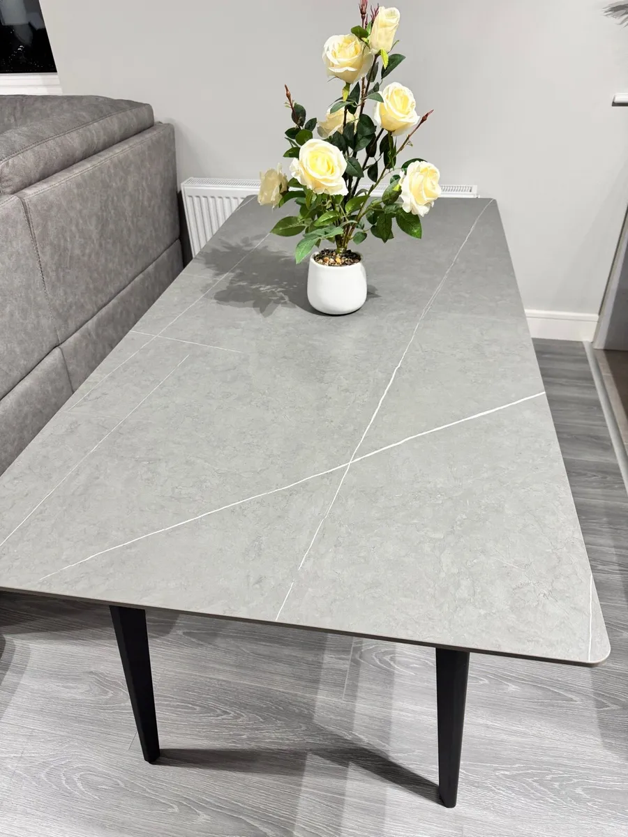 Rectangle Dining Table Ceramic Marble Effect New - Image 3
