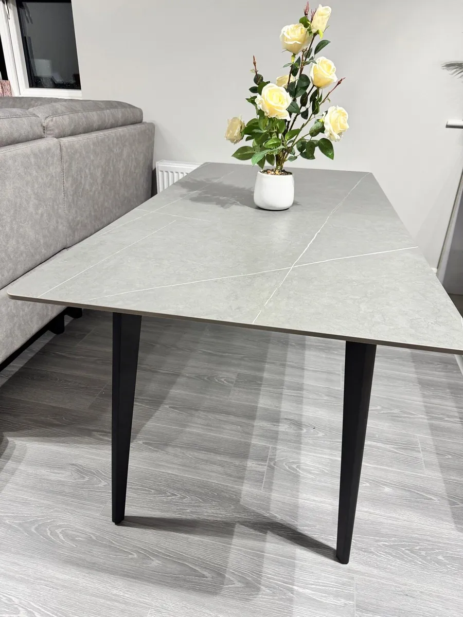 Rectangle Dining Table Ceramic Marble Effect New - Image 4