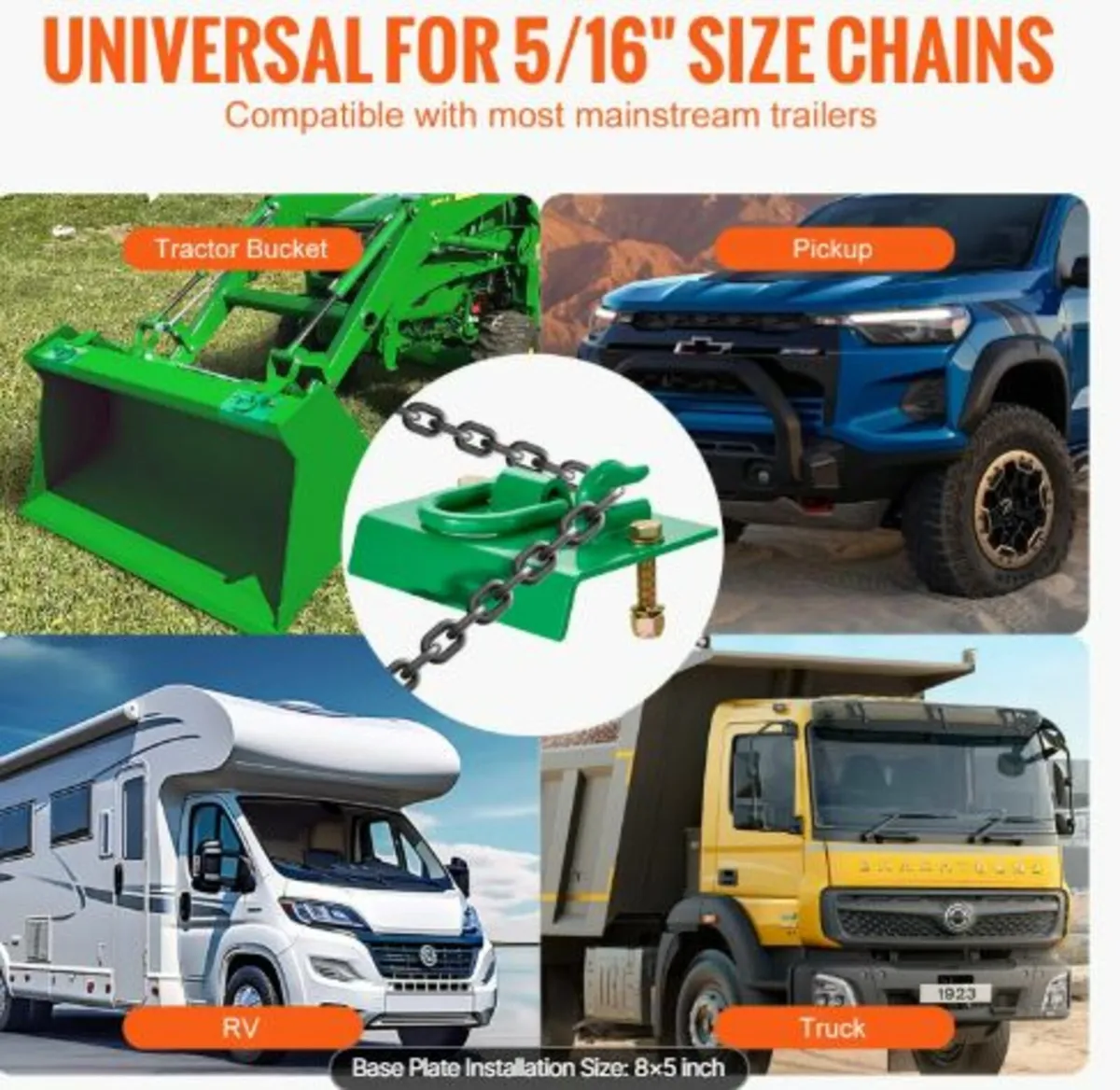 5/16"Tractor Bucket Hook with Tie Down Ring, Grade - Image 3