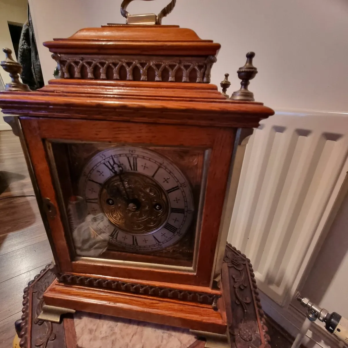 antique double fusee mantle clock howell and james - Image 1