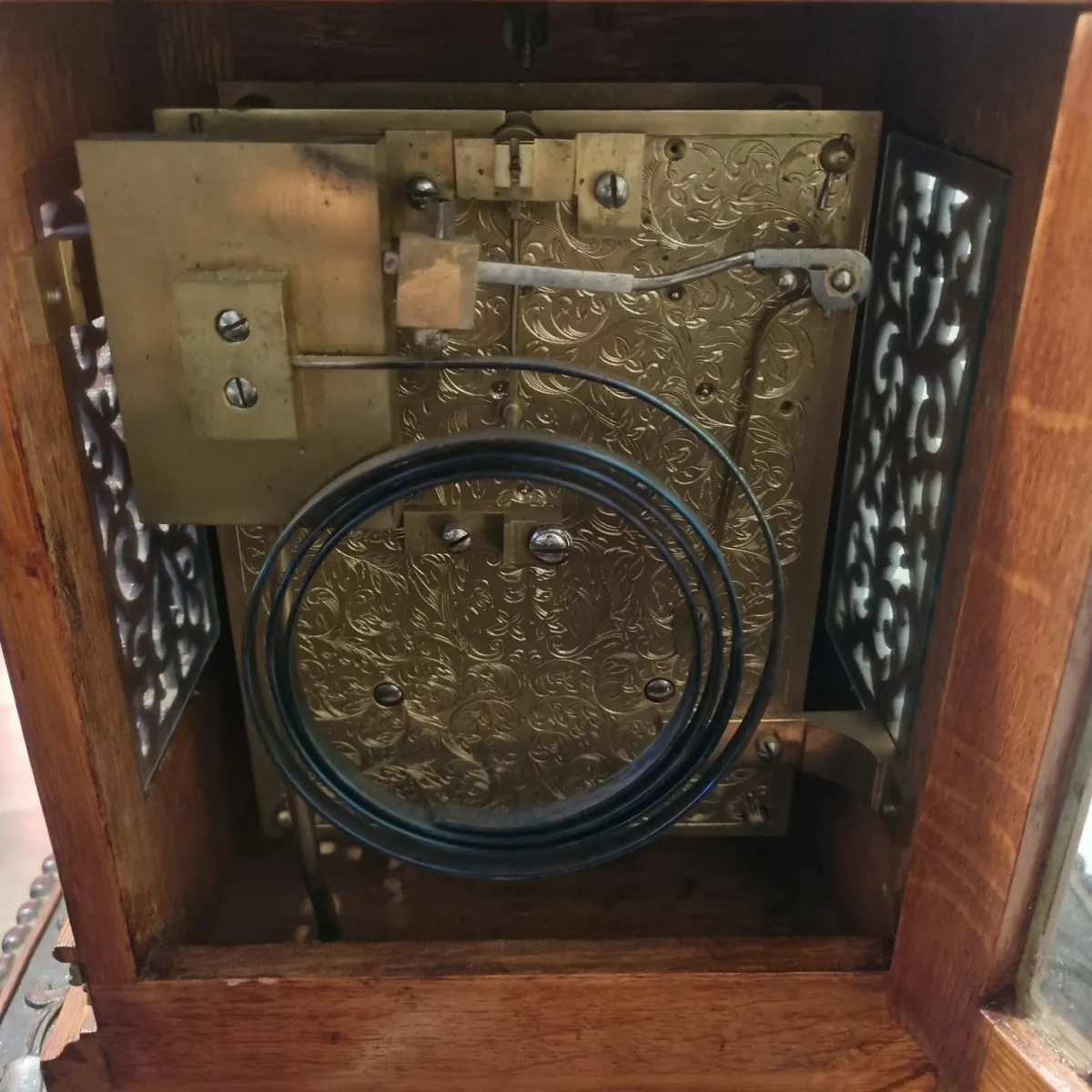 antique double fusee mantle clock howell and james - Image 4