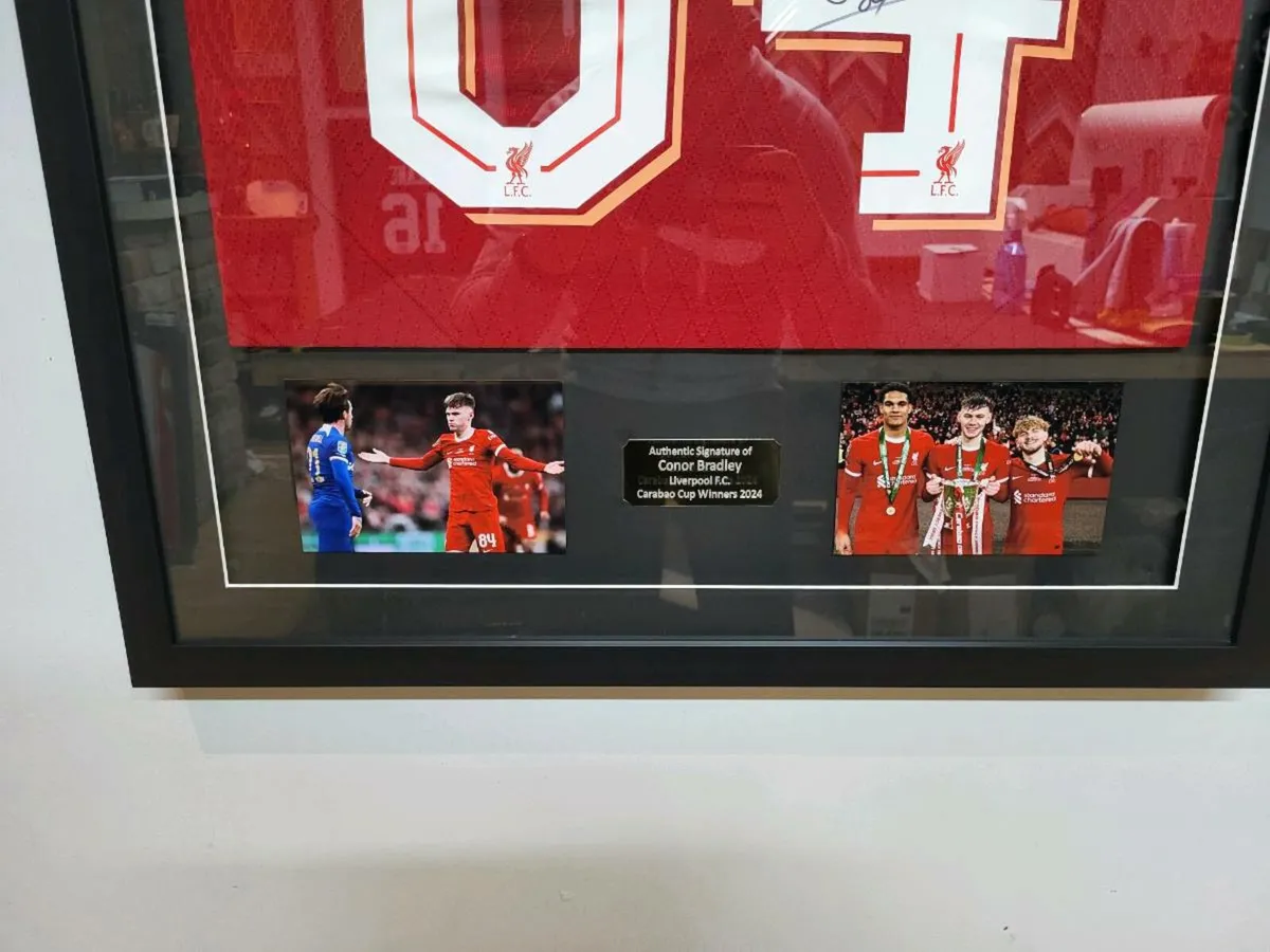 Conor Bradley Framed Signed Liverpool Shirts - Image 3