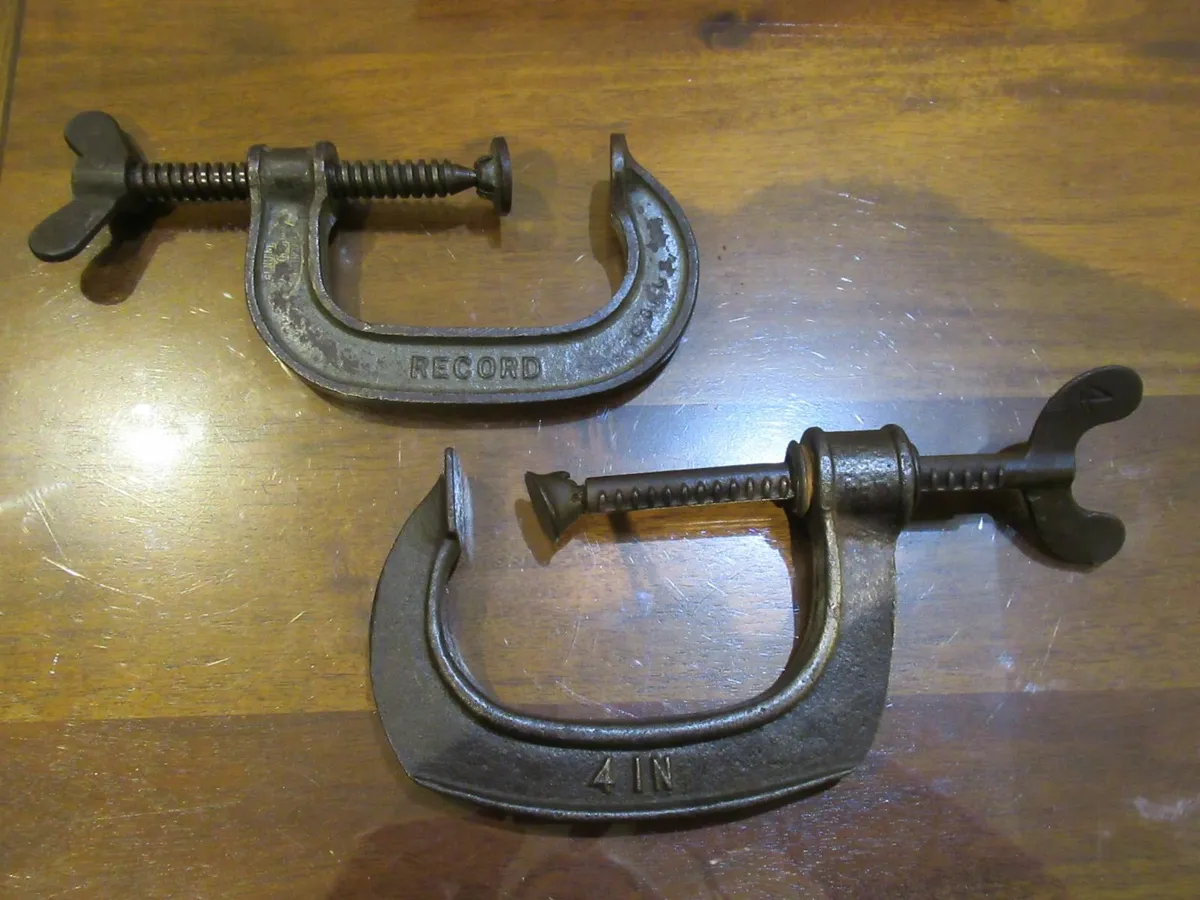 antique vintage tools CLAMPS cottage pub fireplace - Image 2