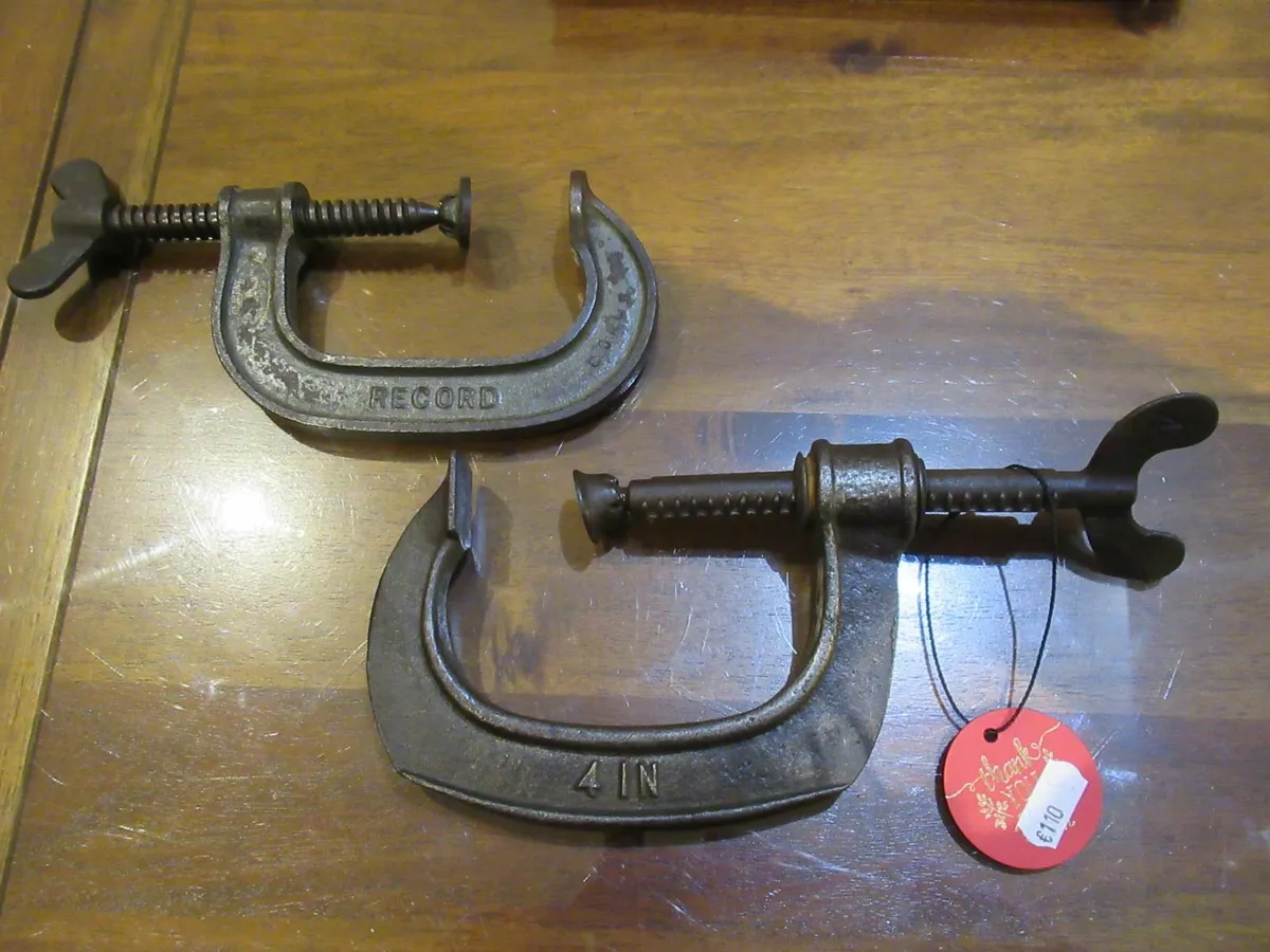 antique vintage tools CLAMPS cottage pub fireplace - Image 4