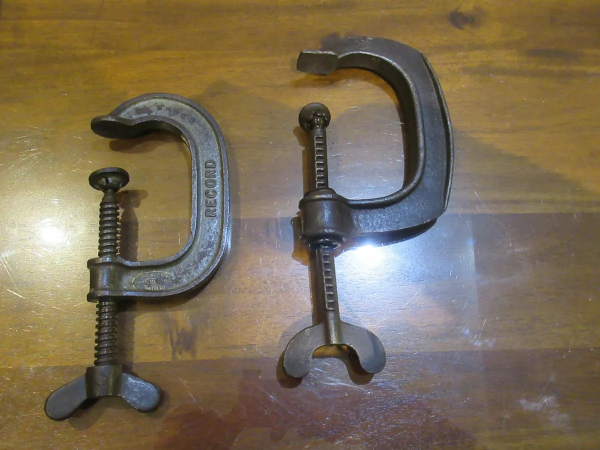 antique vintage tools CLAMPS cottage pub fireplace - Image 1
