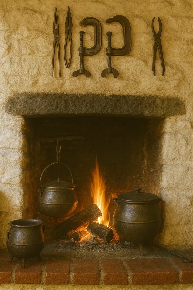 antique vintage tools CLAMPS cottage pub fireplace - Image 3