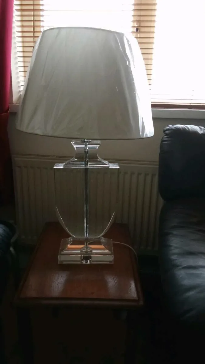 Heavy Glass Lamp with shade. - Image 1