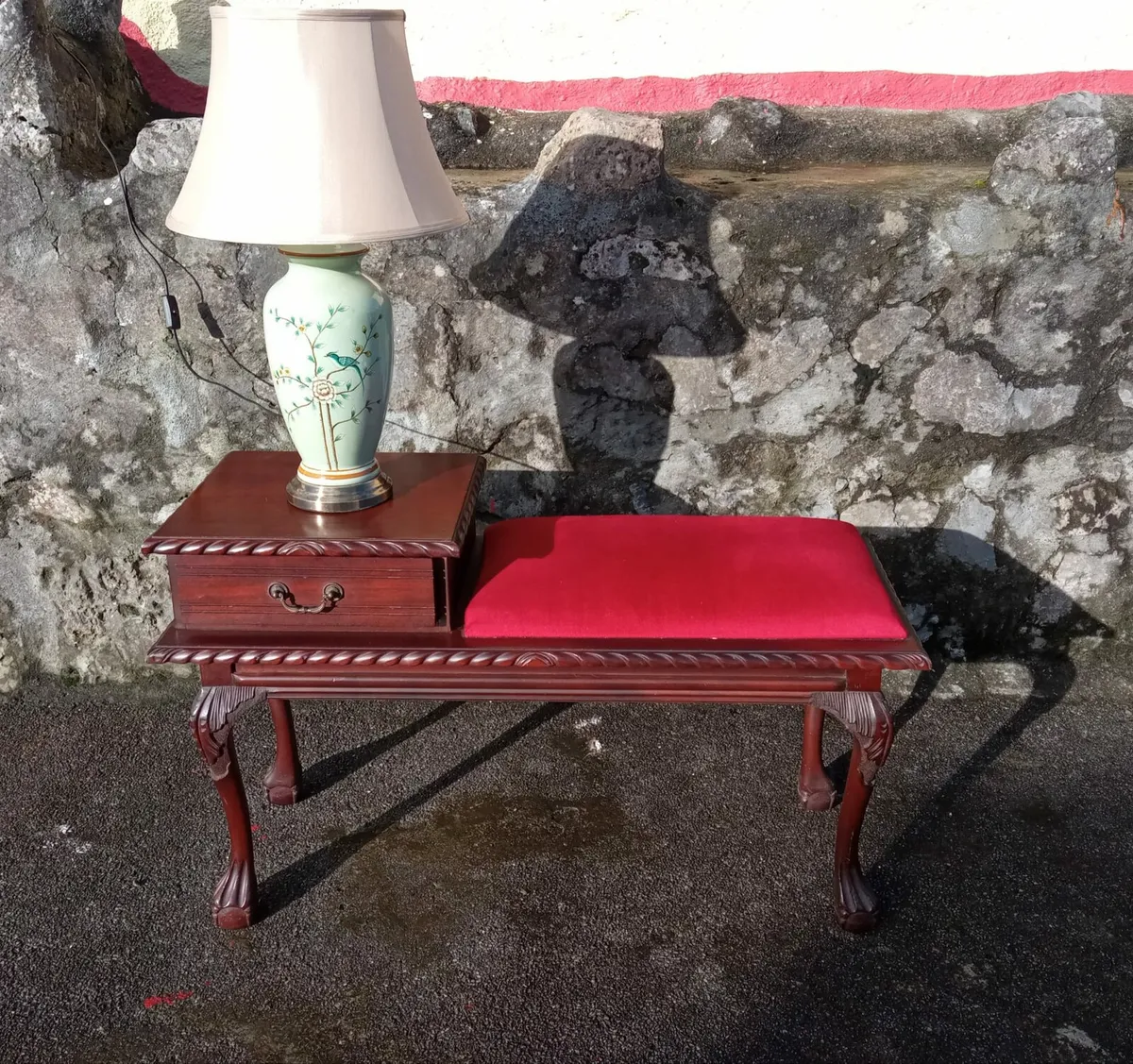 Heavy Glass Lamp with shade. - Image 2