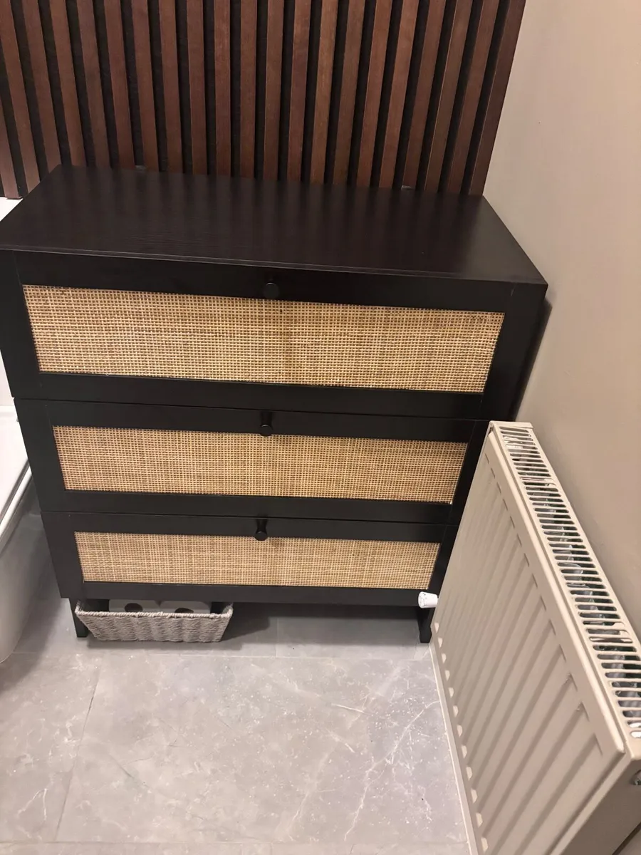 Black & Rattan chest of drawers - Image 3