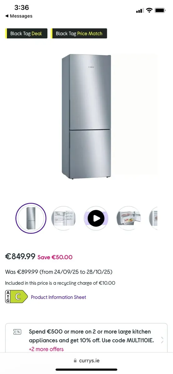 Bosch fridge freezer 60/40 6 months old as new - Image 3