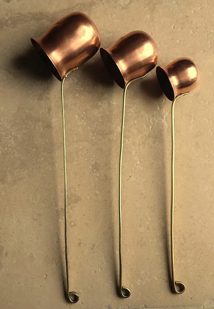 3 Vintage Copper & Brass Liquor Ladles/Measures - Image 2