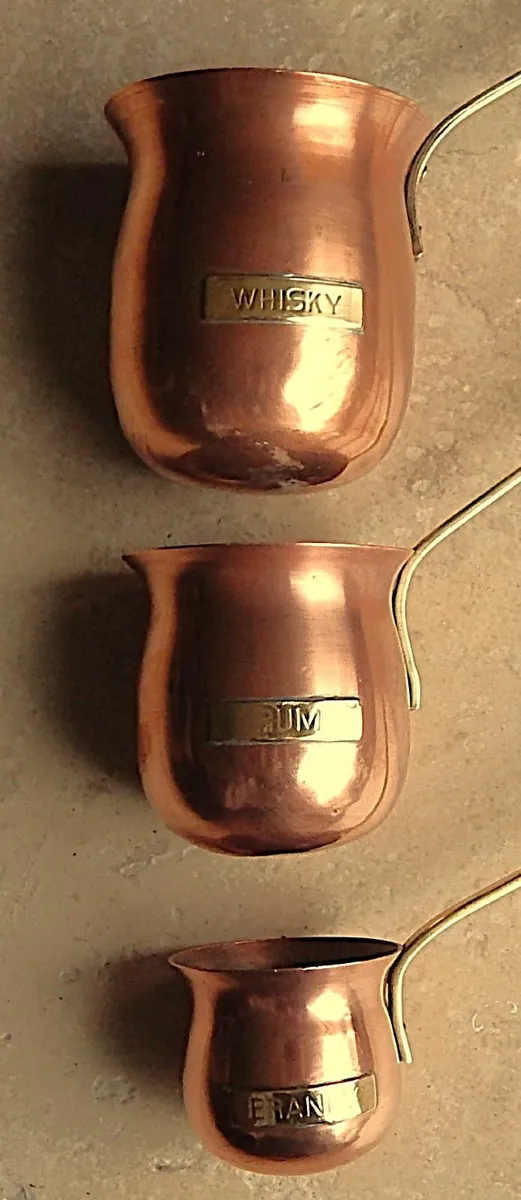 3 Vintage Copper & Brass Liquor Ladles/Measures - Image 3