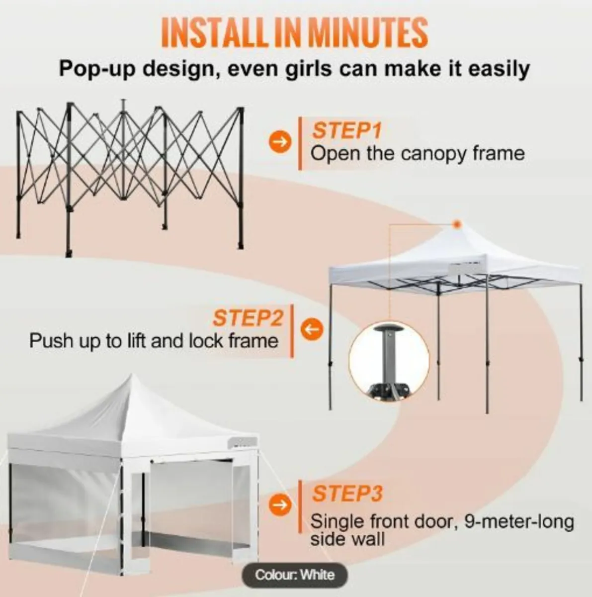 304.8 x 304.8 cm Pop Up Canopy Tent - Image 4