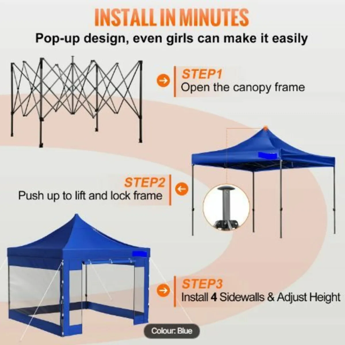 304.8 x 304.8 cm Pop Up Canopy Tent, Outdoor - Image 4