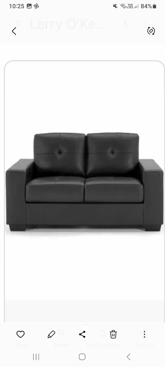 Sofa Faux leather, 2 seater black - Image 2