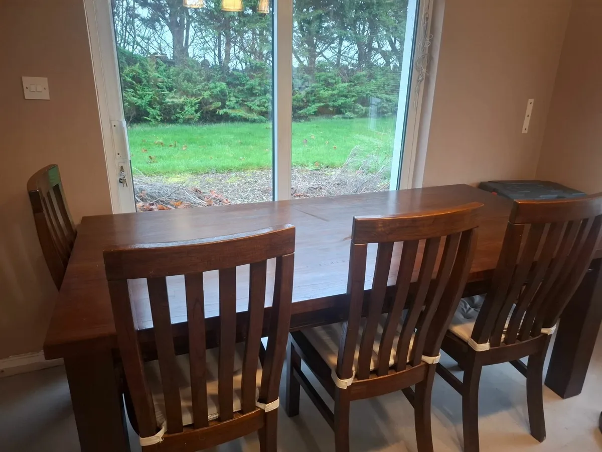 8-Seater Mahogany Solid Wood Dining Table & Chairs - Image 4