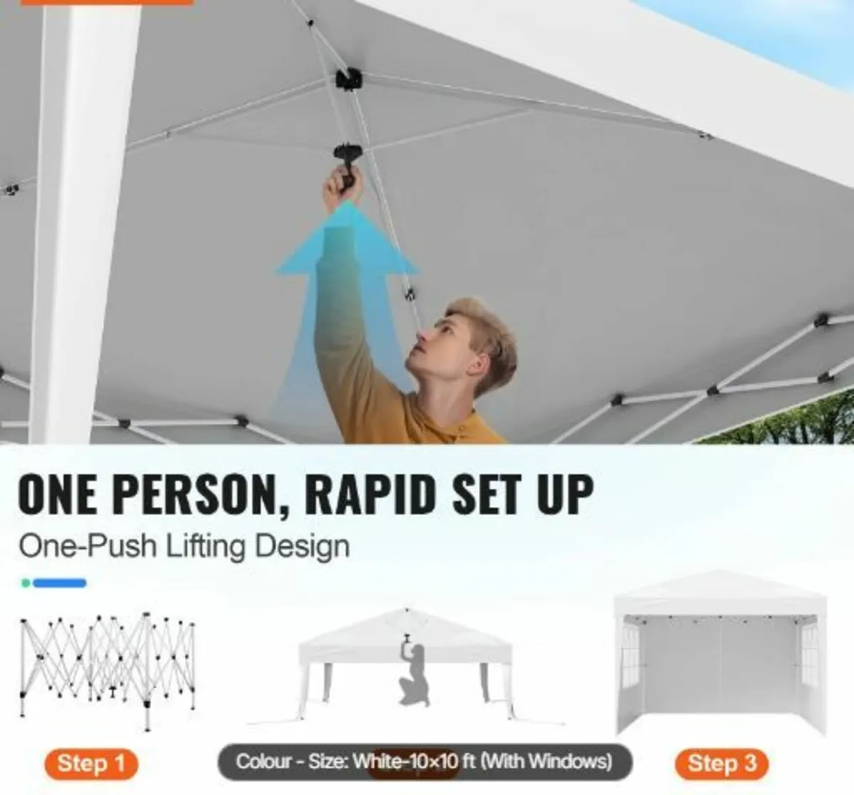 Pop Up Canopy, 2.95 x 2.95 m Instant - Image 3