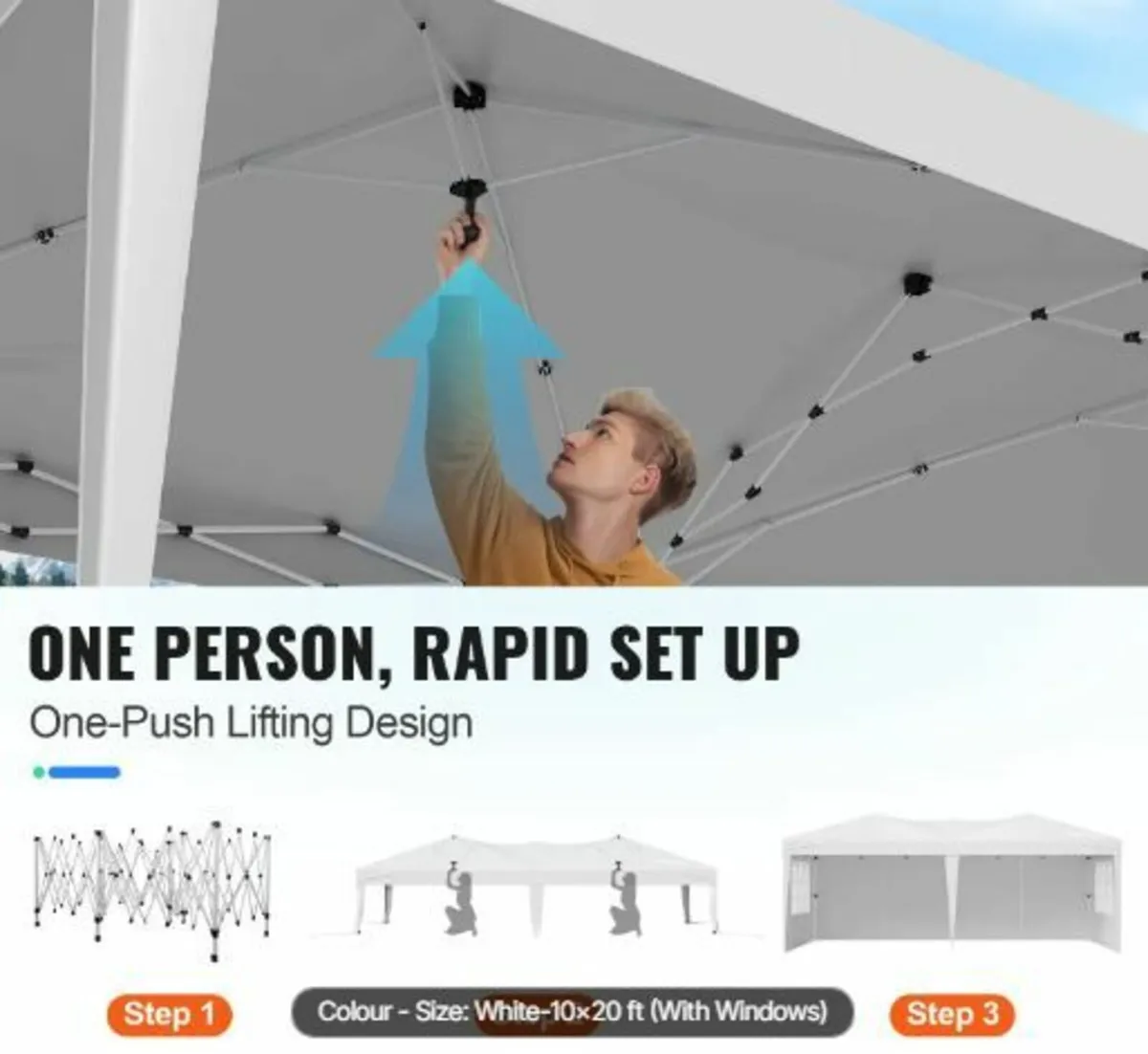 Pop Up Canopy, 5.9 x 2.96 m Instant - Image 3