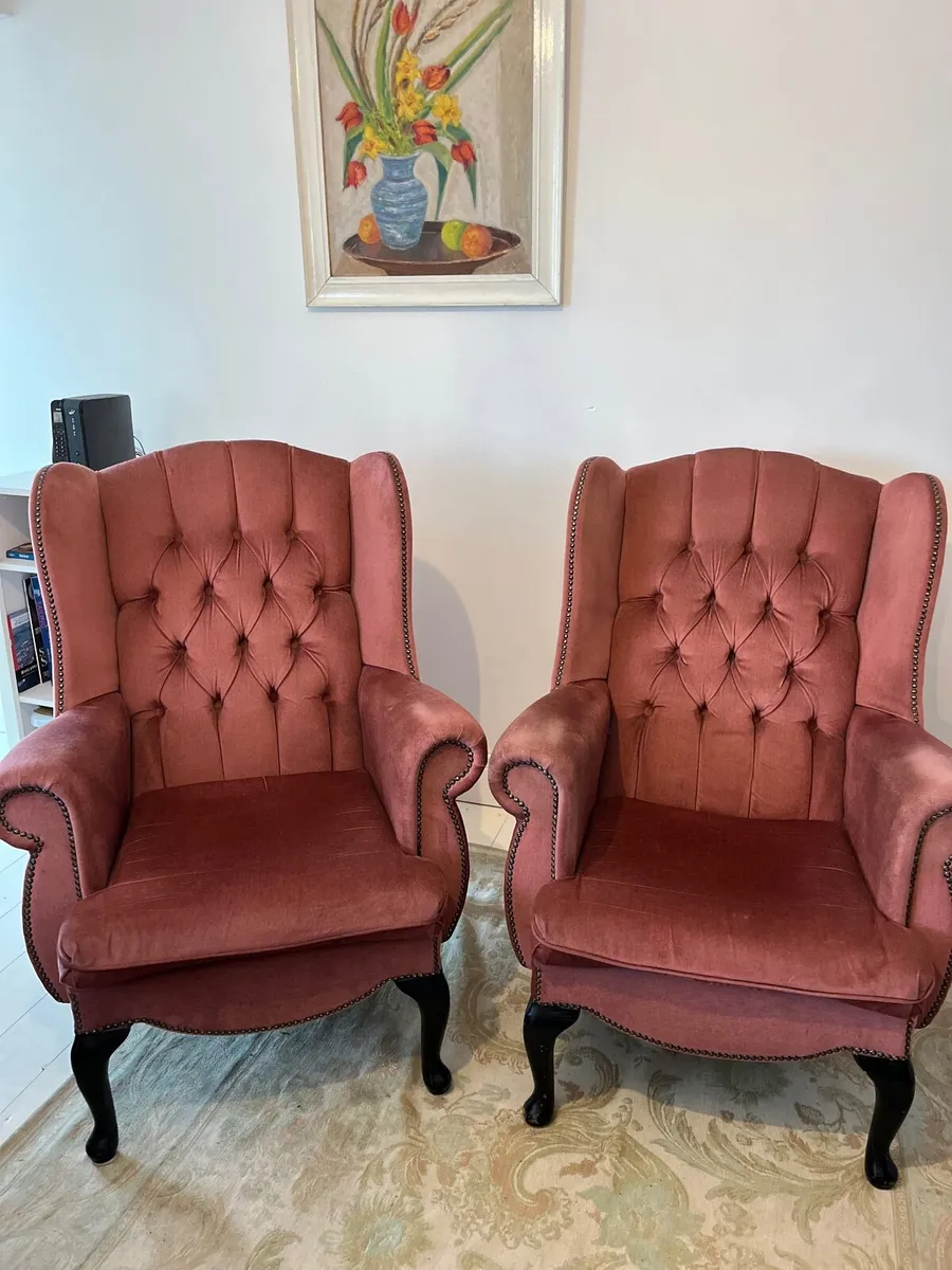 2 Button-back  armchairs - Image 2