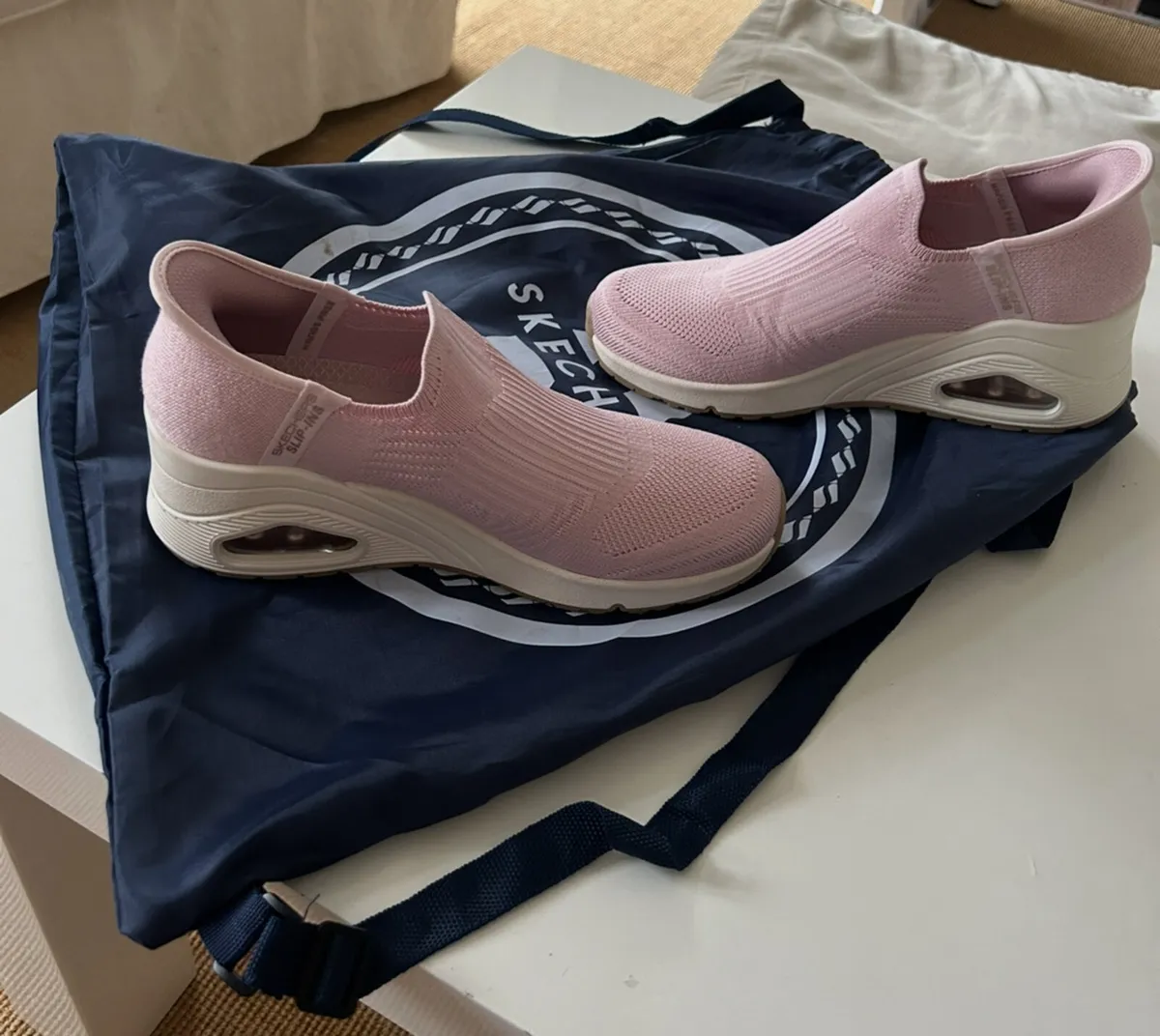 Pink Wedge Skechers Slip-INS - Image 2