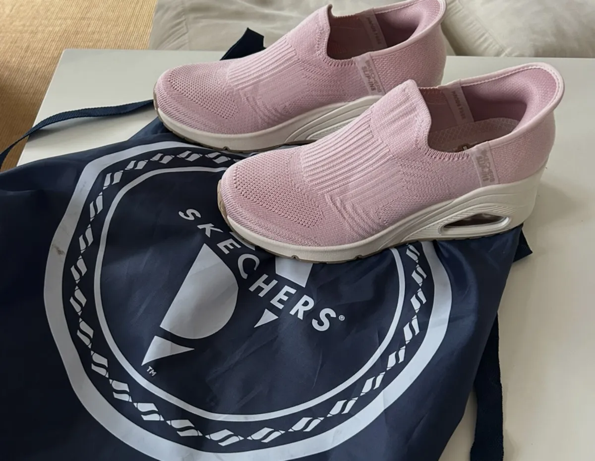 Pink Wedge Skechers Slip-INS - Image 4